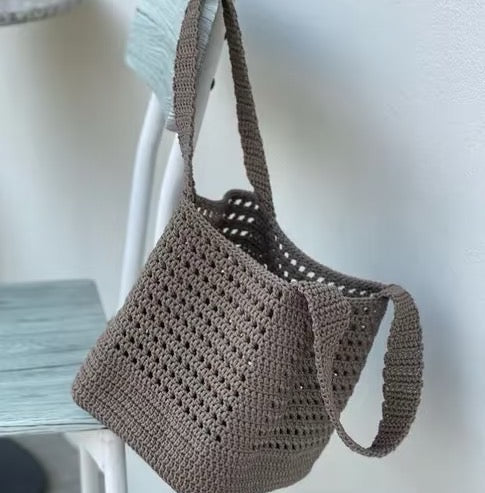 Embroidered crocheted bag