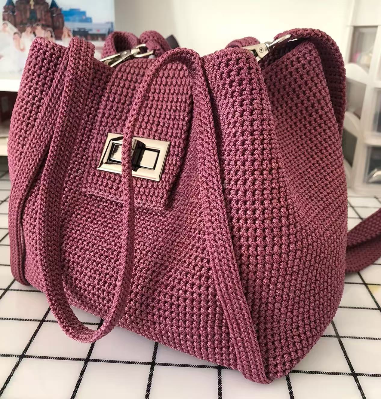 Crocheted vegetable basket bag