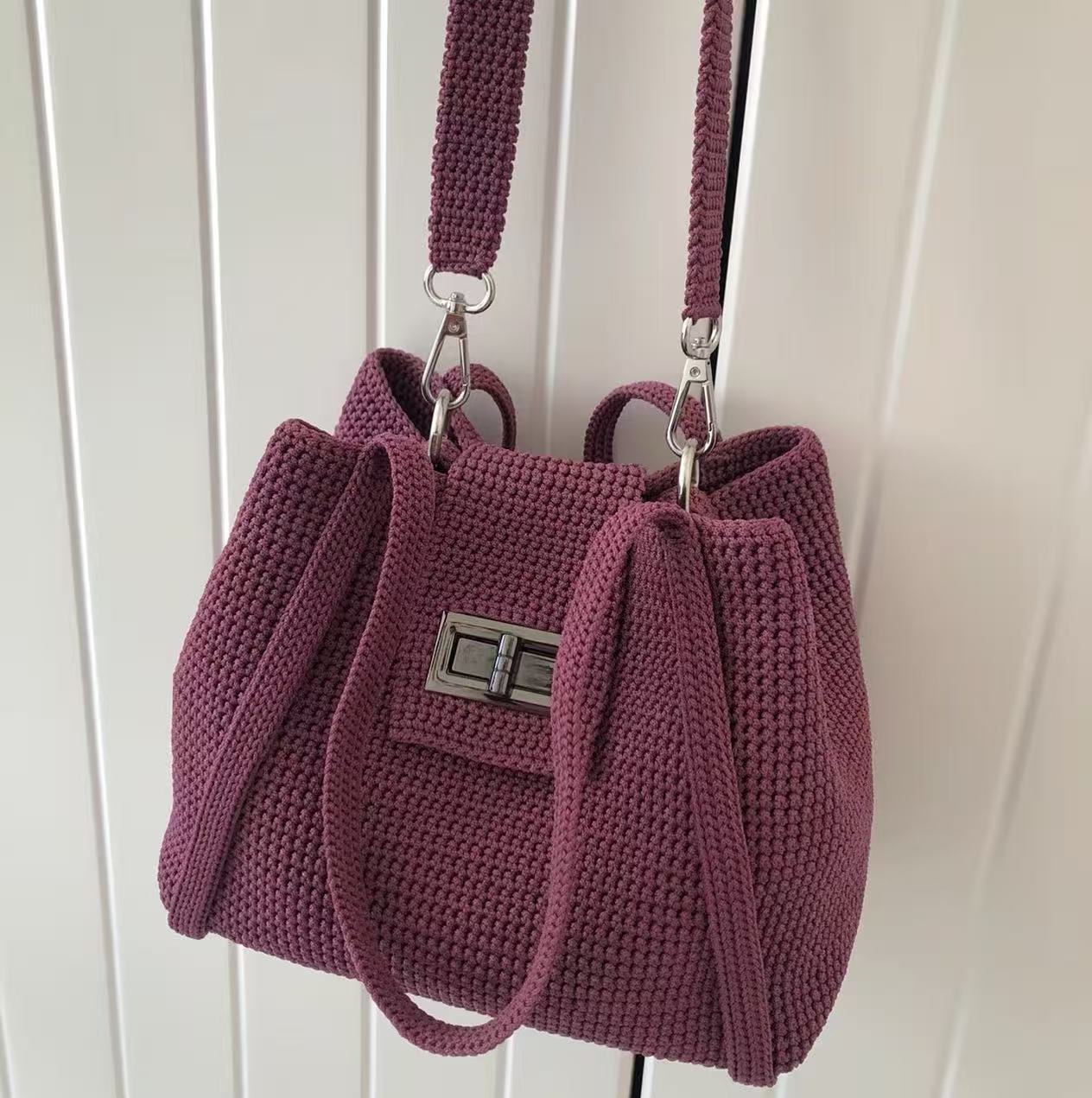 Crocheted vegetable basket bag